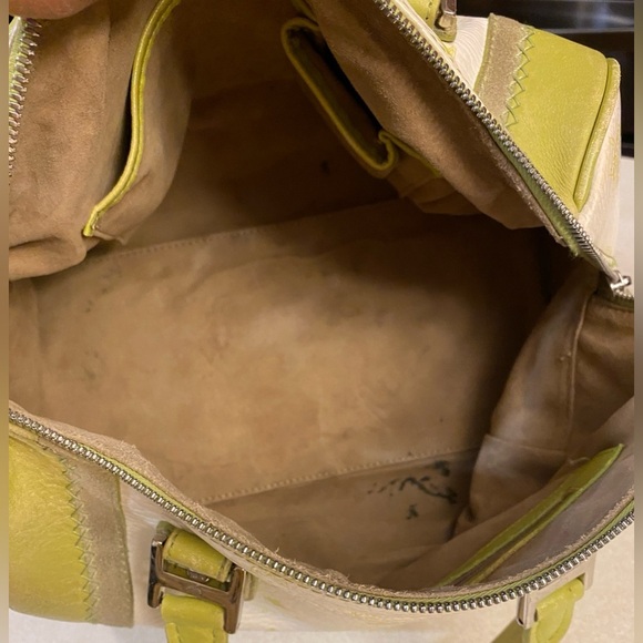 MCM Lime Green & White Visetos Boston Bag, EUC - Picture 3 of 16